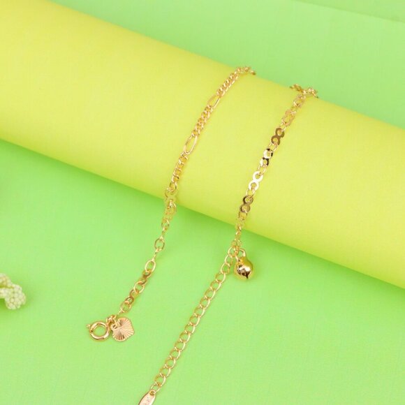 "Rose Gold Anklet with Floral & Charm Accents, XPAL1059 - Picture 12 of 12